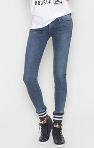 ribbed-hem skinny denim<br> (2 colors)