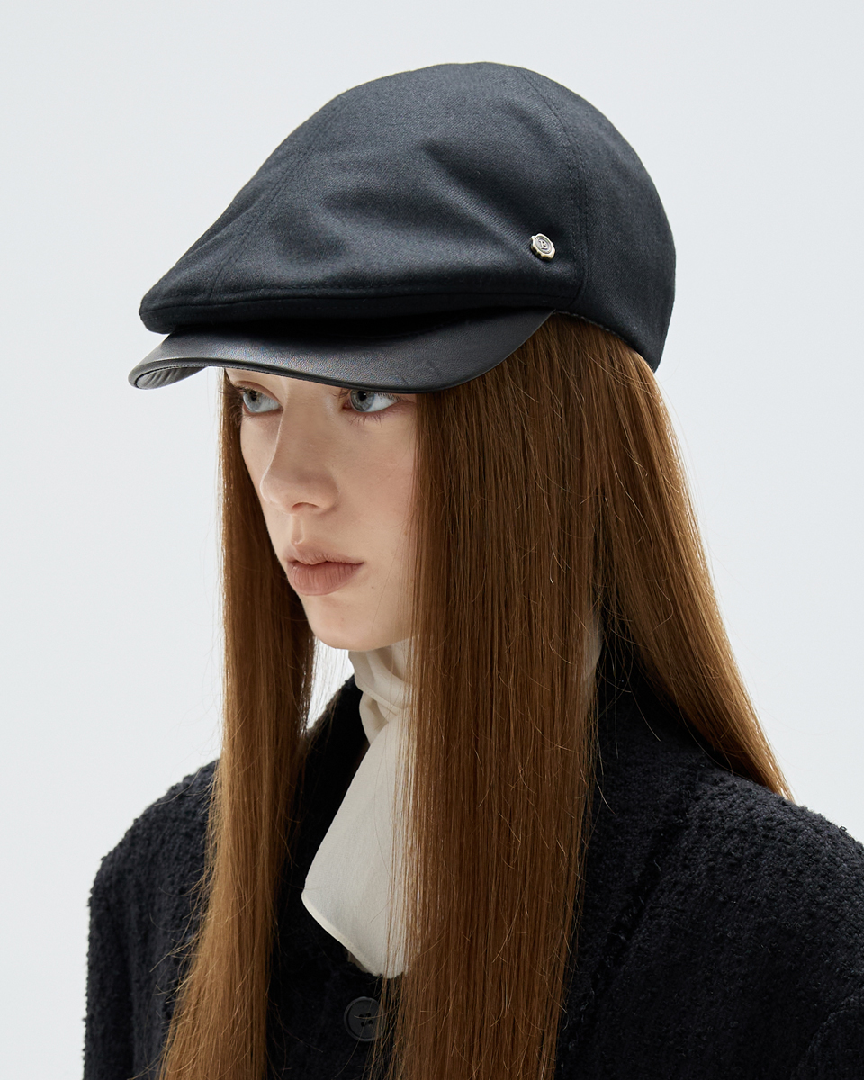 UTG + Brown Hat<br> Leather Brim Donald Cap - Black<br> <font color=#82C7E4 size="1.9" face=verdana>(10/5~10/9)</font>