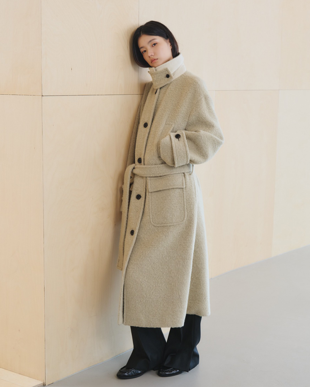 UTG + KUME<br> Alpaca Wool Belted Long Coat<br> (2 colors)<br> <font color=#82C7E4 size="1.9" face=verdana>(10/26-10/30)</font>