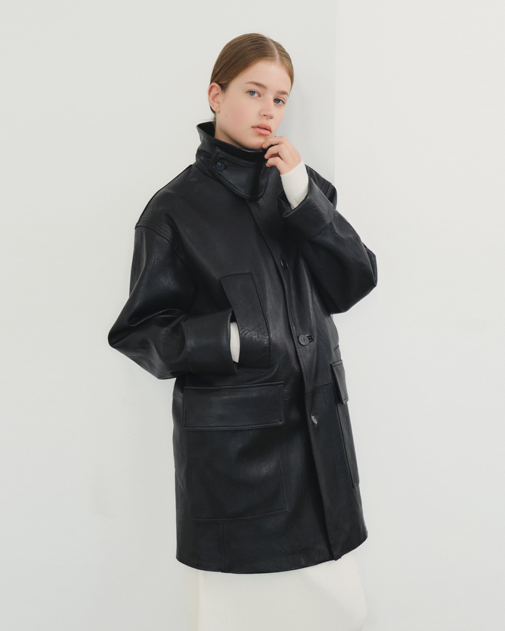UTG + KUME<br> Nappa Lambskin Car Coat<br> (1 color)<br> <font color=#82C7E4 size="1.9" face=verdana>(10/26-10/30)</font>