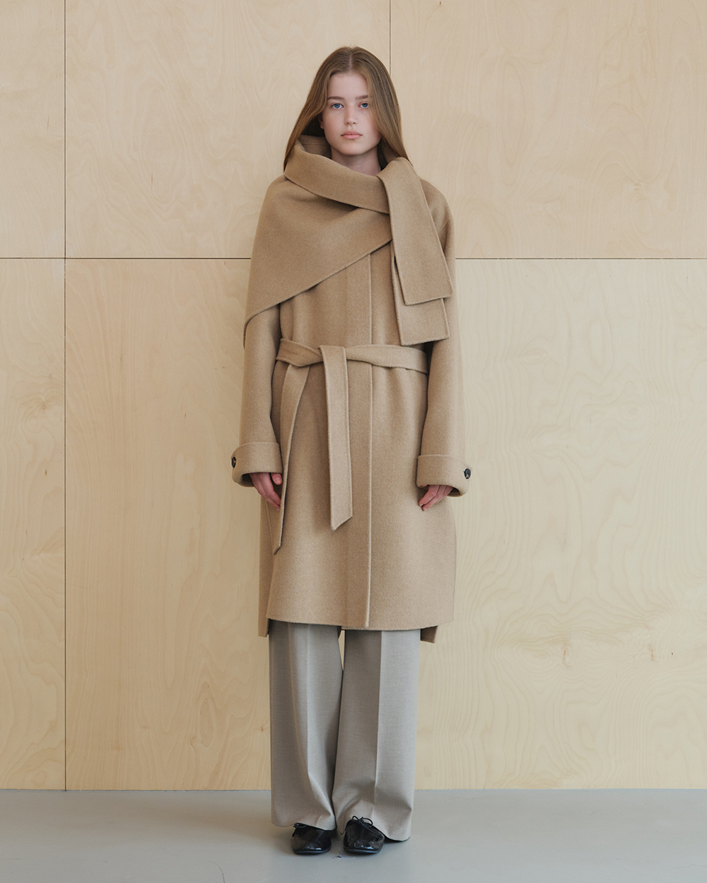 UTG + KUME<br> Handmade Cashmere Blend Muffler Coat<br> (2 colors)<br> <font color=#82C7E4 size="1.9" face=verdana>(10/26-10/30)</font>